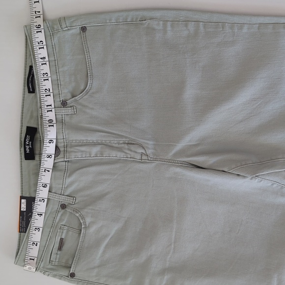 NWT Nine West Gramercy Skinny Ankle Jeans 12 Sea Grass Green Frayed Hem Twill - Picture 14 of 16